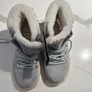 Cozy Gray Lace Up Boots for Women